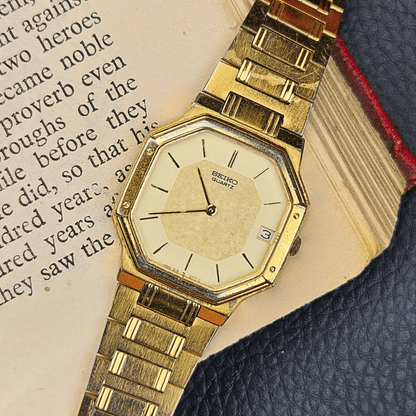 Seiko Quartz Octagonal – Gold Plated – Mosaic Dial - Integrated Bracelet