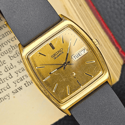 Seiko Quartz Day-Date –Textured Gold Dial – CTS Rubber Strap