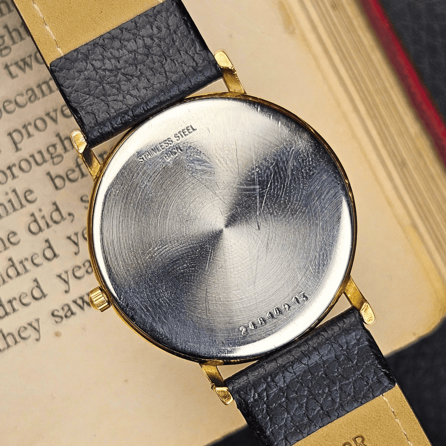 Longines Presence - Gold Plated - Roman Hour Numerals - Black Leather Bracelet