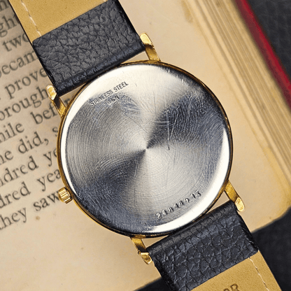 Longines Presence - Gold Plated - Roman Hour Numerals - Black Leather Bracelet